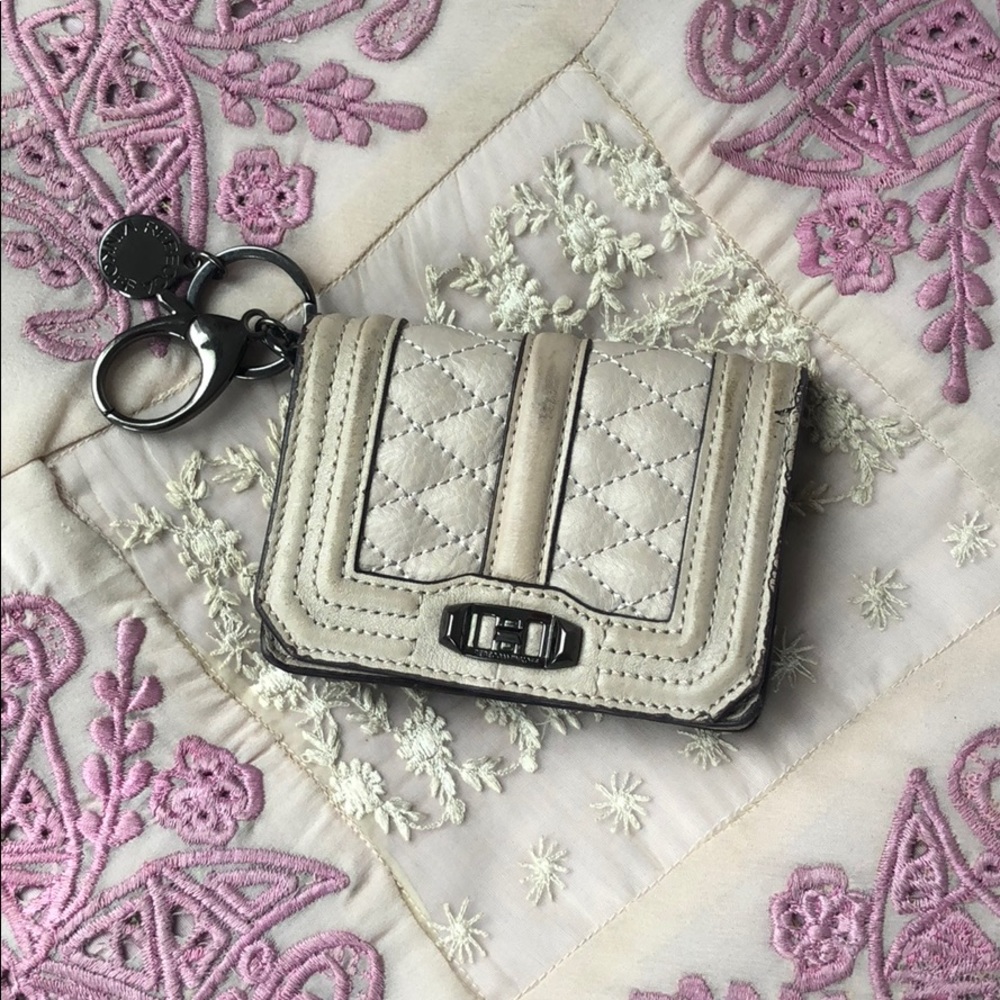 Rebecca Minkoff mauve leather keychain wallet
